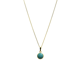 Γυναικείο Κολιέ  KRAMA JEWELS  Ασήμι 925-Επιχρύσωση Στρογγυλό Briole Πράσινο Τυρκουάζ KK01796