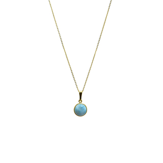 Women's Necklace  KRAMA JEWELS Silver 925-Gold Plated Round Briole Larimar KK01797