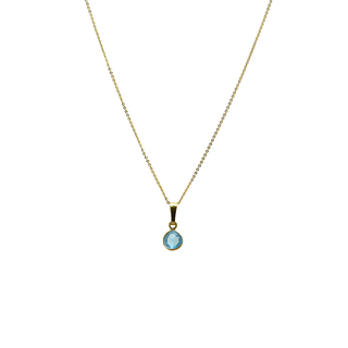 Women's Necklace Small Round KRAMA JEWELS Silver 925-Gold Plated Briole Blue Topaz KK01798