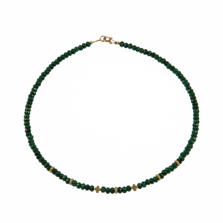 Γυναικείο Κολιέ KRAMA JEWELS Πράσινος Αχάτης 4mm-Ασήμι 925 Επιχρύσωση   KK0679