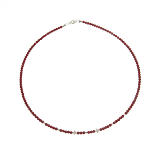 Women's Necklace KRAMA JEWELS Red Coral 3mm-Silver 925 Rhodium Plated KK0823