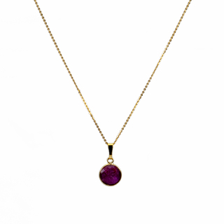Women's Necklace  KRAMA JEWELS Silver 925-Gold Plated Round Briole Ruby KK0830
