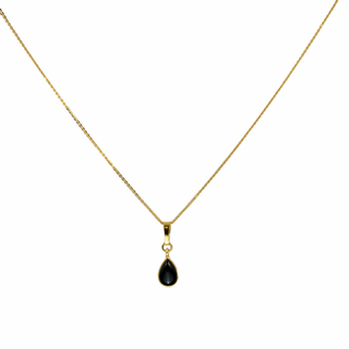 Women's Necklace Small Tear KRAMA JEWELS Silver 925-Gold Plated Briole Black Onyx KK0833