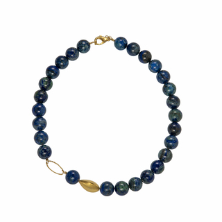 Γυναικείο Κολιέ KRAMA JEWELS Αζουρίτης 14mm-Ασήμι 925-Επιχρύσωση  KK0978