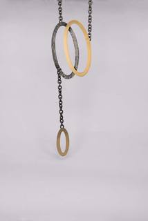 Handmade Necklace, Oval Rings, Oxidation, bronze, Lila Mode KO345-OS-G