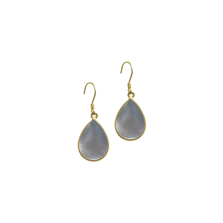 Γυναικεία Σκουλαρίκια Μεγάλο Δάκρυ KRAMA JEWELS Ασήμι 925-Επιχρύσωση Briole Λευκό Φίλντισι KS01609