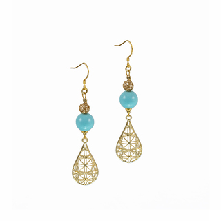 Women's Earrings Big Tear KRAMA JEWELS Silver 925-Gold Plated Turquoise KS0667