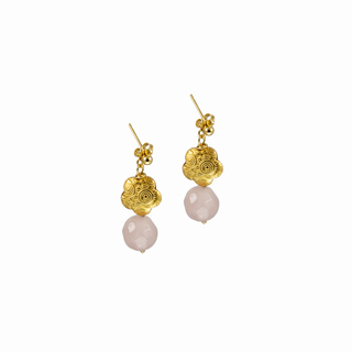 Women's Earrings KRAMA JEWELS Silver 925-Gold Plated Pink Quartz KS0669