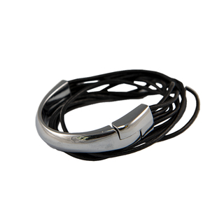 Women's Bracelet Leather-Steel 316L 45230220
