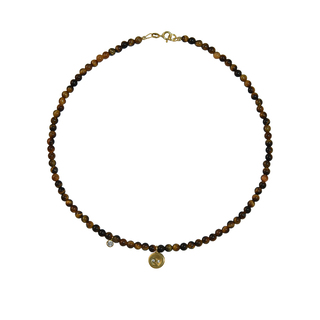 Γυναικείο Κολιέ KRAMA JEWELS Μάτι Τίγρης 4mm-Ασήμι 925 Επιχρύσωση  KK01960