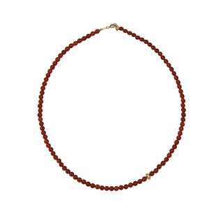 Γυναικείο Κολιέ KRAMA JEWELS Αχάτης Κορνεόλης 4mm-Ασήμι 925 Επιχρύσωση  KK01958