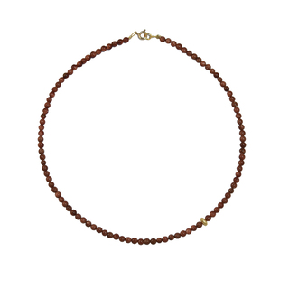 Γυναικείο Κολιέ KRAMA JEWELS Καφέ Χρυσόλιθος 4mm-Ασήμι 925 Επιχρύσωση KK01961