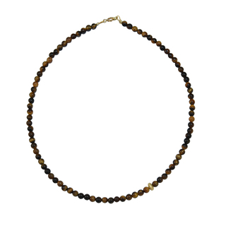 Women's Necklace KRAMA JEWELS Tiger Eye 4mm-Silver 925 Gold Plated KK01973