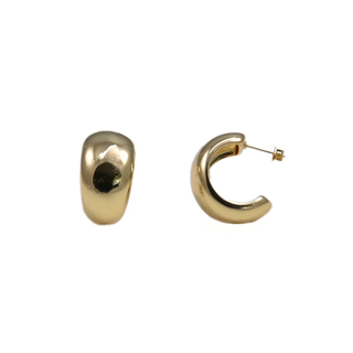 Women's Small Hollow-Hoop Earrings Krama Jewels Brass Gold Plated KS01260