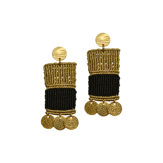Women's Handmade Macrame Boho Earrings-Coins Brass EW13 Astra Collection
