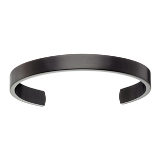 Unisex Open Bangle Bracelet  Oval Glossy Steel Black IP N-00200BL 10MM Artcollection