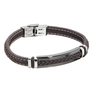 Leather And Steel Bracelet N-00377