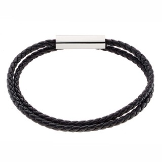 Men's Bracelet Leather-Steel 316L N-00531 Artcollection