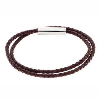 Men's Bracelet Leather-Steel 316L N-00531 Artcollection