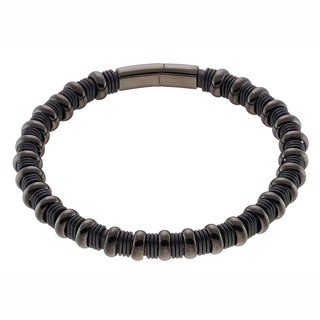 Men's Bracelet Black Rubber-Steel 316L Black IPN-00537 Artcollection