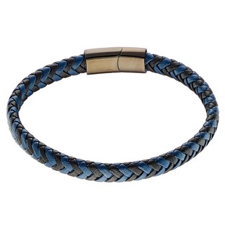 Men's Leather Bracelet-Steel 316 L-Black IP N-00533 Artcollection