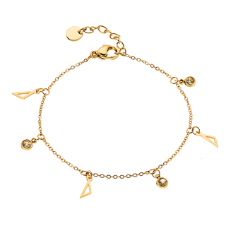 Women;s Bracelet Charms-Crystals Steel-Gold IP N-00908G Artcollection