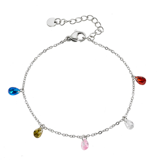 Women's Bracelet Charms-Colorful Crystals Steel N-00960 Artcollection