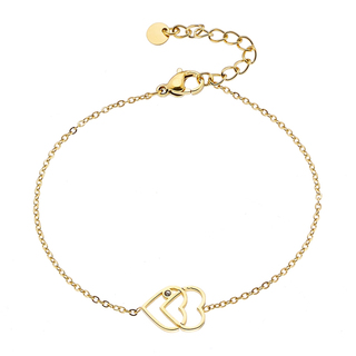 Women's Bracelet Heart-Crystal Steel-Gold IP N-06976G Artcollection