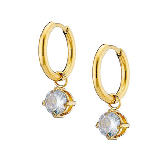 Γυναικεία Σκουλαρίκια Κρίκοι Ατσάλι Με Λευκό Ζιργκόν 316L N-02277 Artcollection