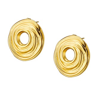 Women's Earrings Circle With Embossed Element 316L Steel N-02334 Artcollection