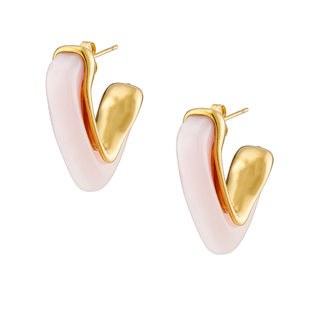 Women's Hoop Earrings With Colored Stone Steel Gold IP N-02359 Artcollection