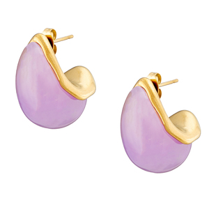 Women's  Earrings Teardrop With Colored Stone Steel Gold IP N-02360 Artcollection