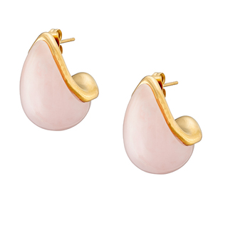 Women's  Earrings Teardrop With Colored Stone Steel Gold IP N-02360 Artcollection