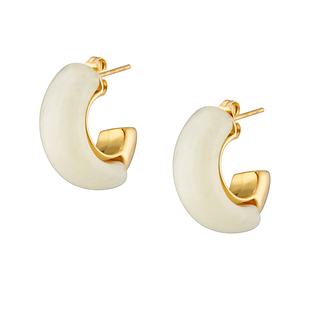 Women's Hoop Earrings With Colored Stone Steel Gold IP N-02361 Artcollection