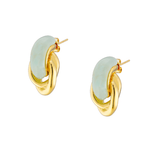 Γυναικεία Καρφωτά Σκουλαρίκια  Με Χρωματιστή Πέτρα Ατσάλι Χρυσό IP N-02363 Artcollection