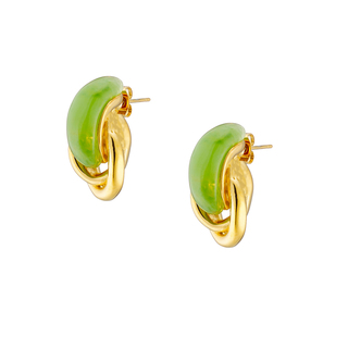 Γυναικεία Καρφωτά Σκουλαρίκια  Με Χρωματιστή Πέτρα Ατσάλι Χρυσό IP N-02363 Artcollection