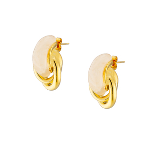 Γυναικεία Καρφωτά Σκουλαρίκια  Με Χρωματιστή Πέτρα Ατσάλι Χρυσό IP N-02363 Artcollection