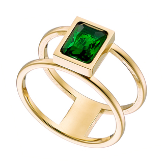 Γυναικείο Δαχτυλίδι Πράσινο Σμαραγδί Κρύσταλλο Ατσάλι Επίχρυσο N-02488G Artcollection