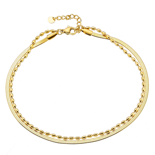 Women's Ankle Bracelet Double Chain With Balls Steel N-03771 Artcollection