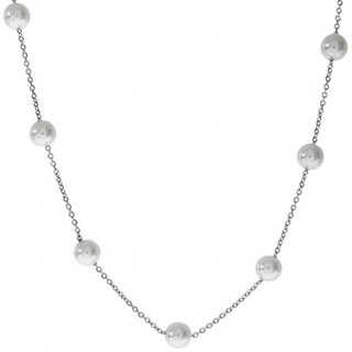 Women;s Long Necklace S.Steel 316L And White Pearls N-07017W Artcollection