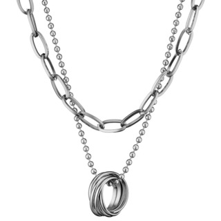 Women's Double Chain Necklace 316L Steel N-07108 Artcollection