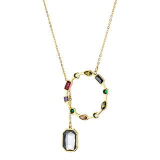 Women's Necklace N-07149G Artcollection Steel 316L- Gold IP-Colorful Zirconia