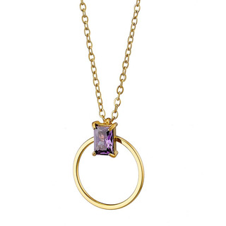 Women's Necklace Circle N-07189 Artcollection Steel 316L- Gold IP-Purple Zircon