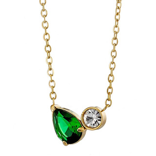 Women's Necklace N-07192 Artcollection Steel 316L- Gold IP-Green And White Zircons