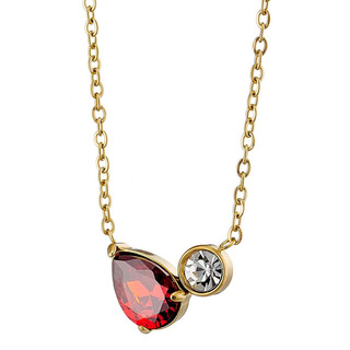 Women's Necklace N-07194 Artcollection Steel 316L- Gold IP-Red And White Zircons