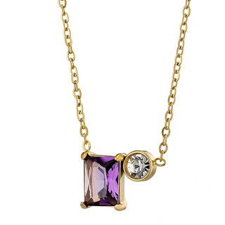 Women's Necklace N-07202 Artcollection Steel 316L- Gold IP-Purple And White Zircons