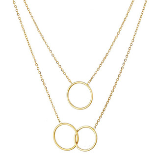 Women's Necklace Circles Double Chain Steel 316L N-07204 Artcollection