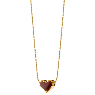 Women's Heart Necklace With Red Enamel N-07305 Artcollection 316L Steel-IP Gold Plating