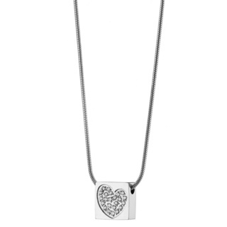 Women's Heart Necklace 316L Steel-White Zircons N-07323 Artcollection