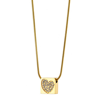 Women's Heart Necklace 316L Steel-White Zircons N-07323 Artcollection